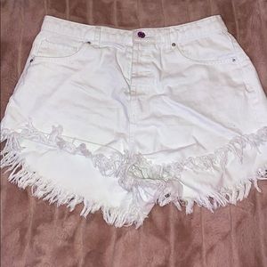 White denim shorts